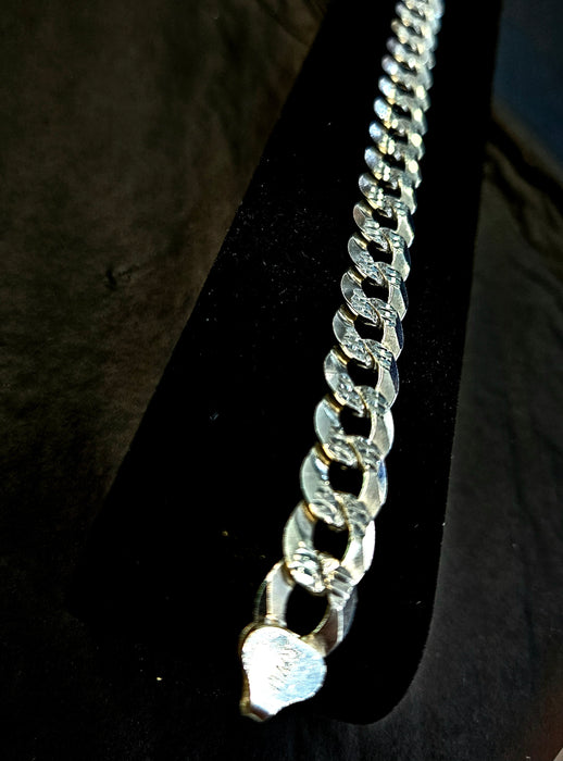 925 Double Sided Cuban Bracelet (Diamond Cut/Smooth) 10mm