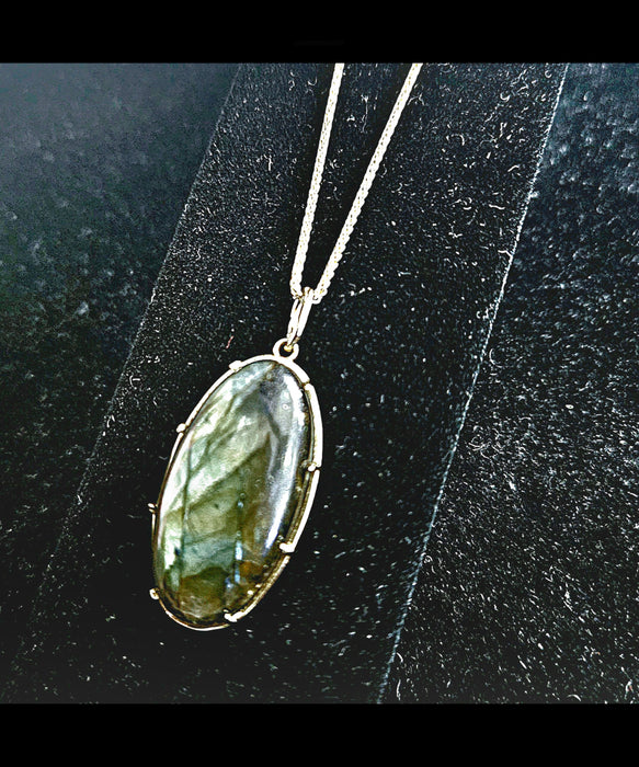 Natural Cushion Gemstone w/ Chain