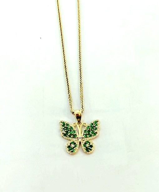 Real 14k Spiga & Butterfly Pendant