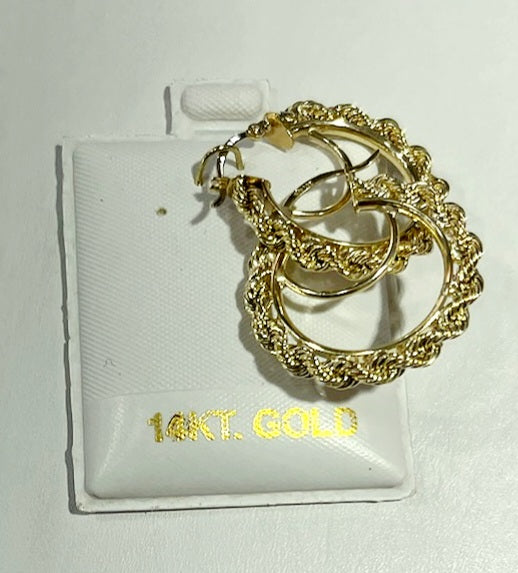 Rope Earrings 14k Real Gold