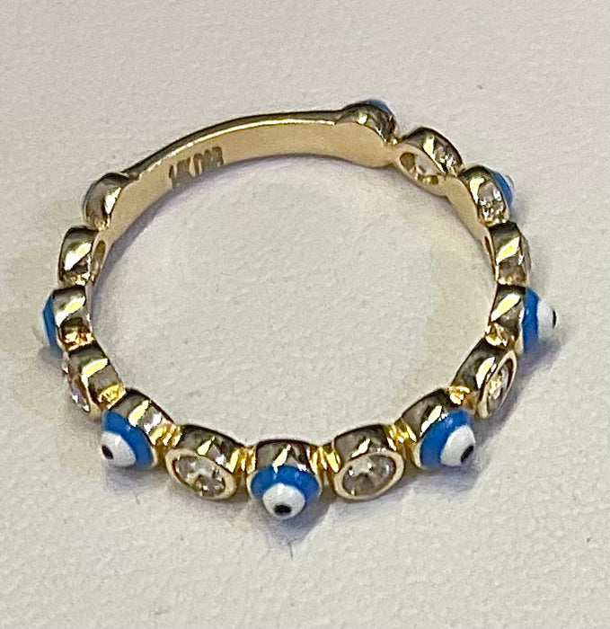 Blue Evil Eye Ring (14k - Size included)