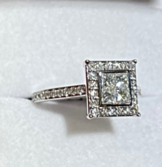 “Picture Perfect” (.64ct in Total Diamonds - 14k White Gold - Princess Cut - Pavé Style)