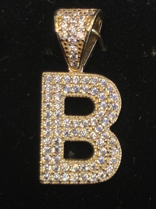 “B” Letter Pendant in 14k Gold