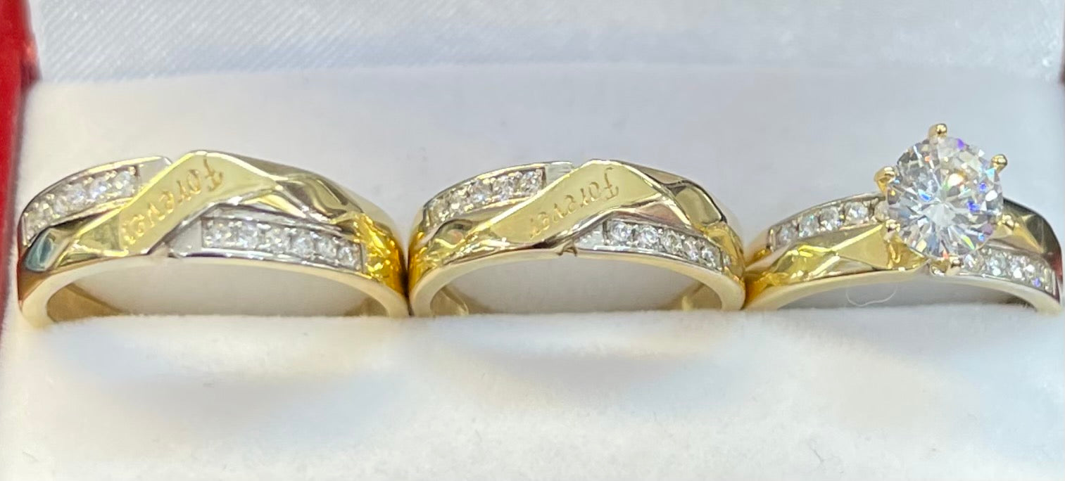 “Bonded Forever” Wedding Ring Set (REAL 14k Gold)