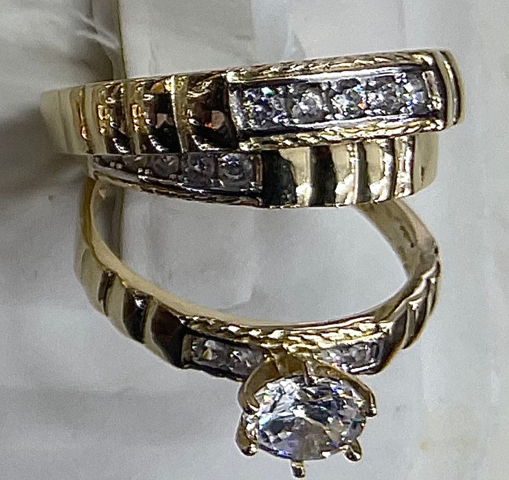 “The One” Wedding Ring Set (REAL 14k Gold)