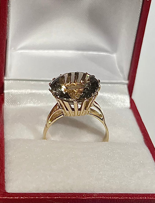 Brown Sapphire 14K Real Gold Ring