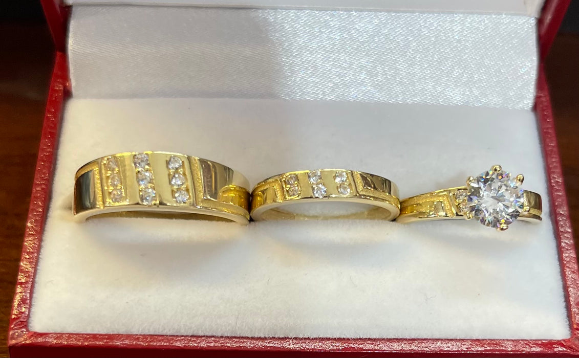 “Triumphant” Wedding Ring Set (REAL 14k Gold)