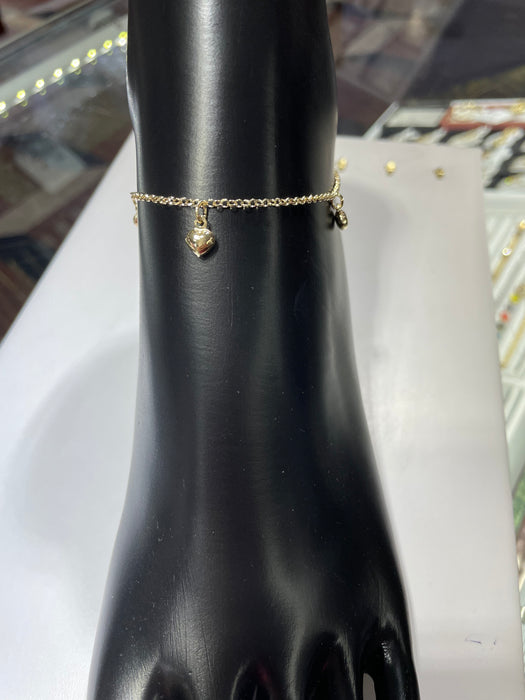 Golden Heart Anklet 14k Real Gold