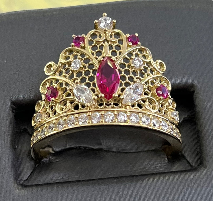 Tiara Fit for a Queen 14k Real Gold Ring