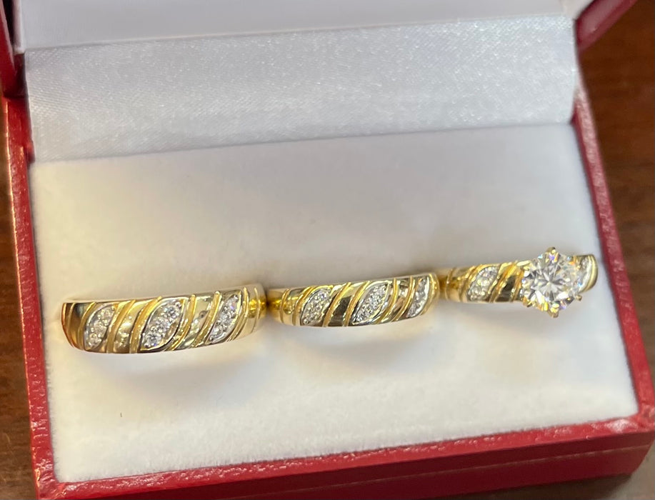 “Pharaoh” Wedding Ring Set (REAL 14k Gold)