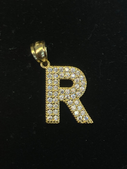 “R” Letter Pendant in 14k Gold