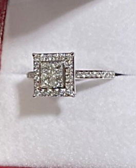 “Picture Perfect” (.64ct in Total Diamonds - 14k White Gold - Princess Cut - Pavé Style)