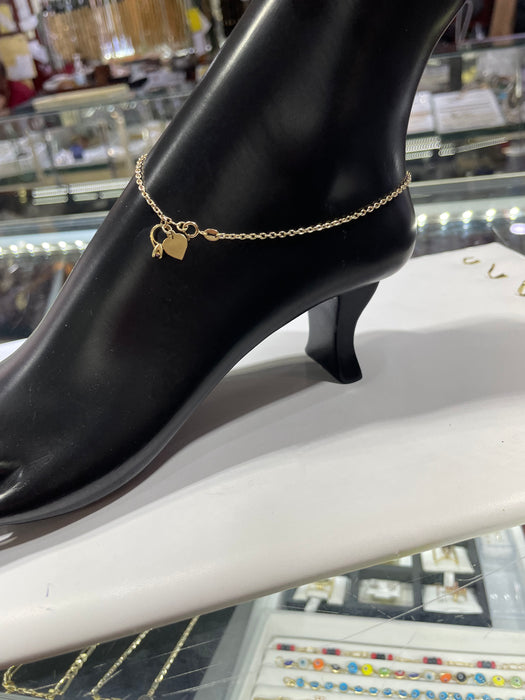 Heart w/ Compromise Anklet 14k Real Gold