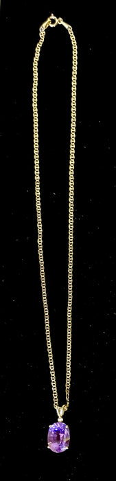 Purple Topaz 16” Cuban “Gucci Style” Chain and Pendant Combo (14k)