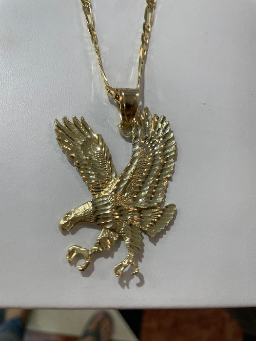 14k Solid Gold Eagle w/Mariner Chain