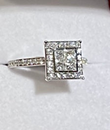 “Picture Perfect” (.64ct in Total Diamonds - 14k White Gold - Princess Cut - Pavé Style)