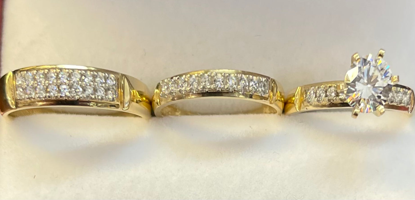 “Royal” Wedding Ring Set (REAL 14k Gold)