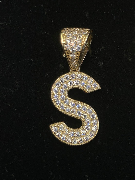 “S” Letter Pendant in 14k Gold