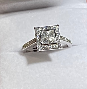 “Picture Perfect” (.64ct in Total Diamonds - 14k White Gold - Princess Cut - Pavé Style)