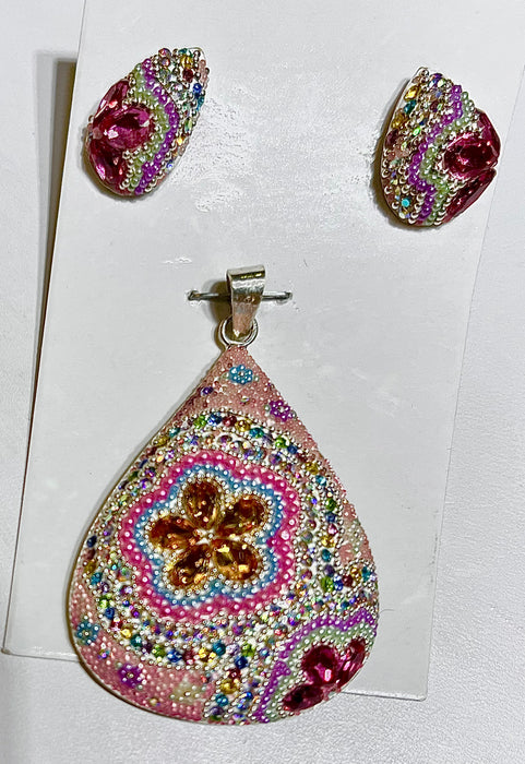 Faberge Teardrop Pendant & Earrings