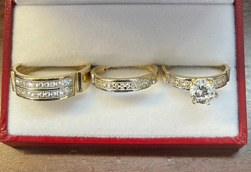 “Eternal Love” Wedding Ring Set (REAL 14k Gold)