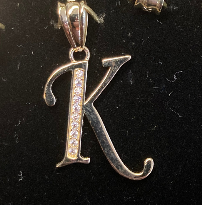 “K” Letter Pendant in 14k Gold