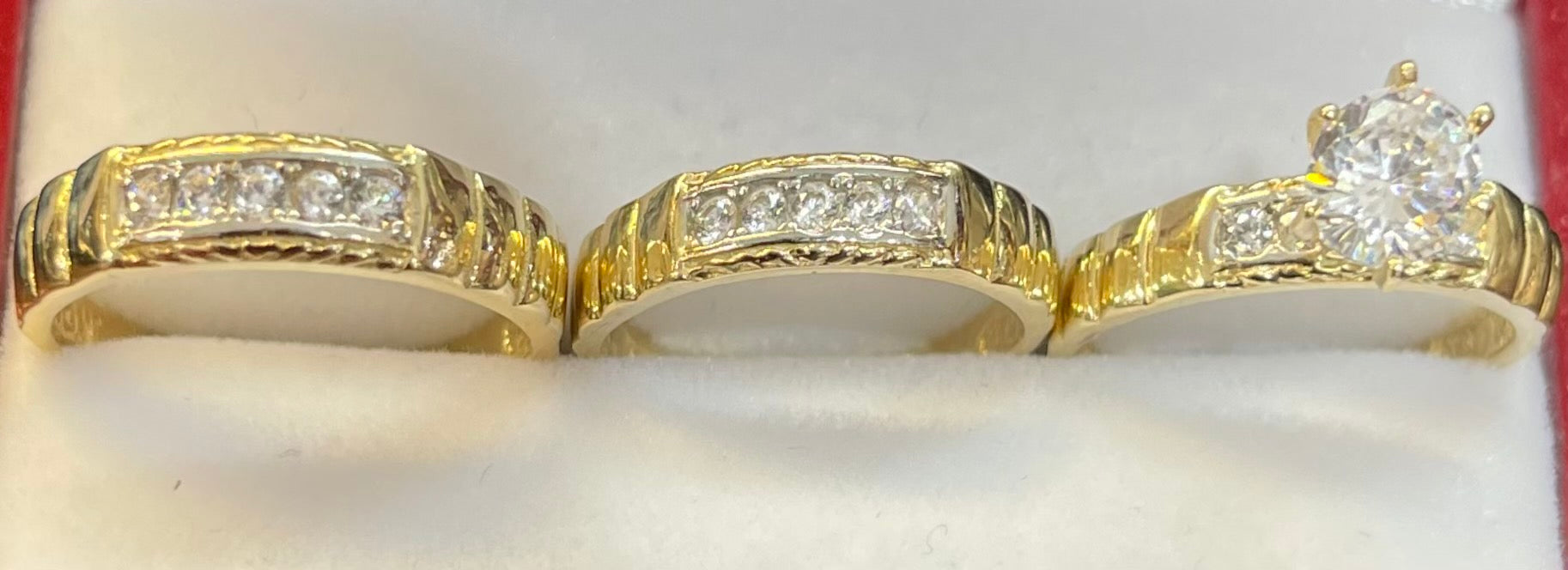 “The One” Wedding Ring Set (REAL 14k Gold)