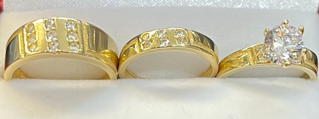 “Triumphant” Wedding Ring Set (REAL 14k Gold)