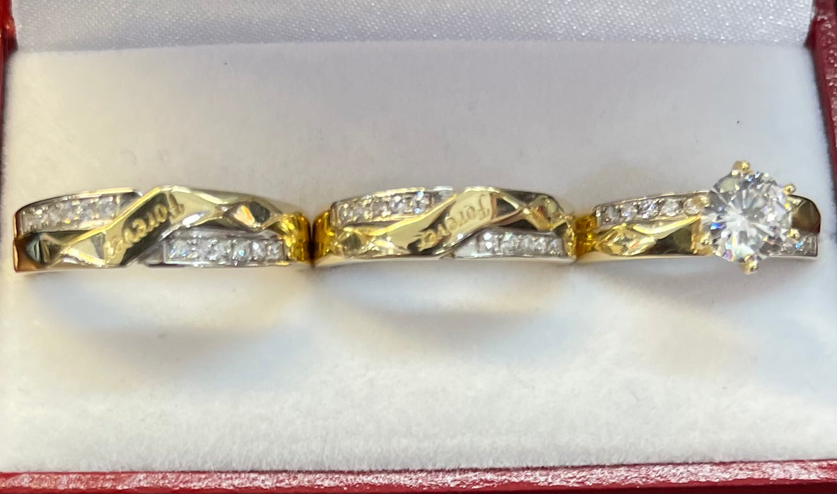 “Bonded Forever” Wedding Ring Set (REAL 14k Gold)