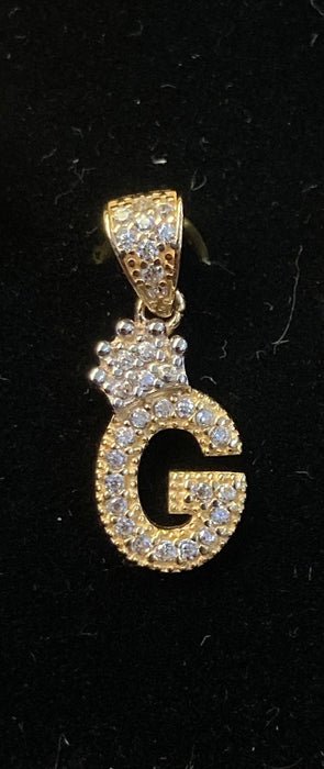 “G” Letter Pendant in 14k Gold w/ Crown