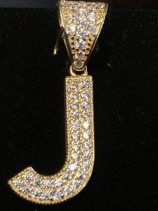 “J” Letter Pendant in 14k Gold