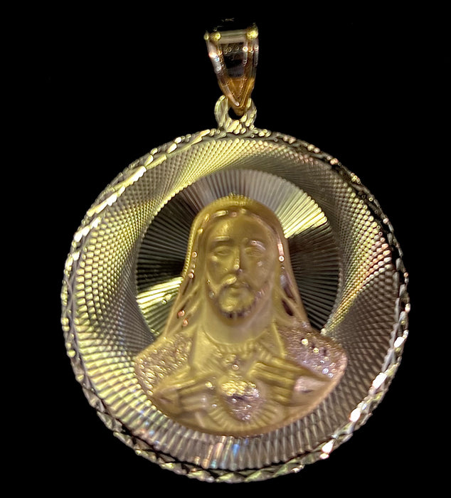 Double Sided Jesus/Mary Pendant (14k Real Gold)