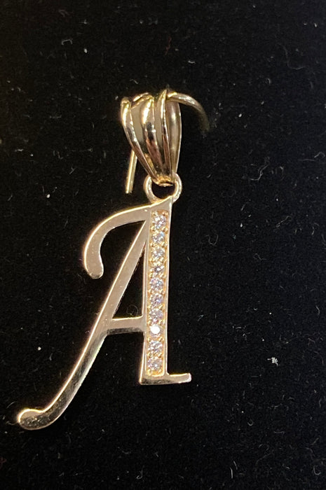 “A” Letter Pendant in 14k Gold