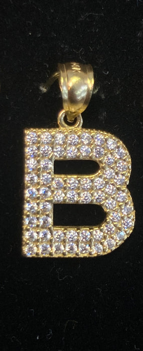 “B” Letter Pendant in 14k Gold