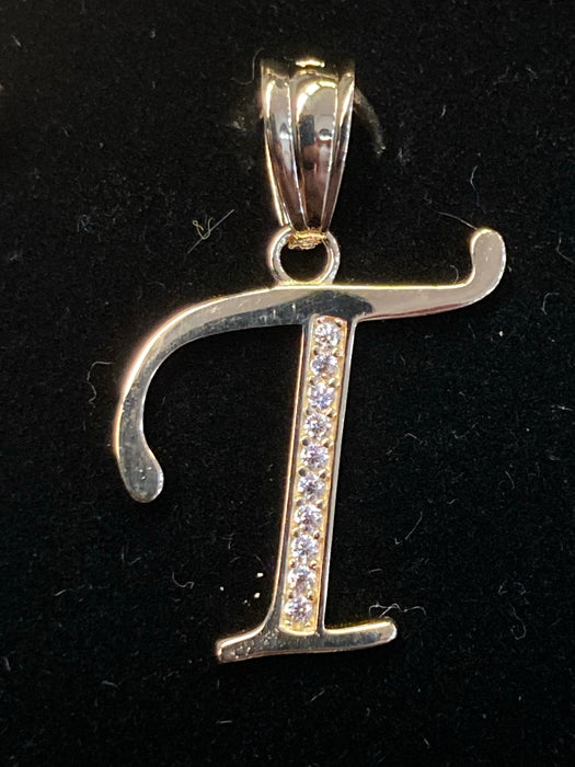 “T” Letter Pendant in 14k Gold