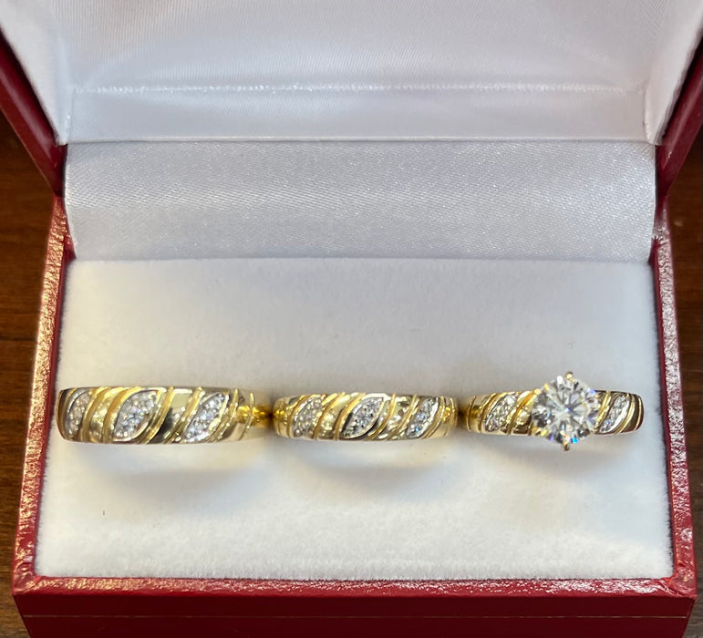 “Pharaoh” Wedding Ring Set (REAL 14k Gold)