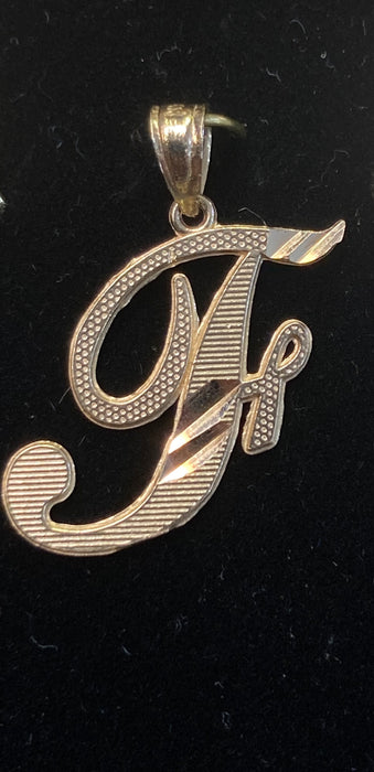 “F” Letter Pendant in 14k Gold