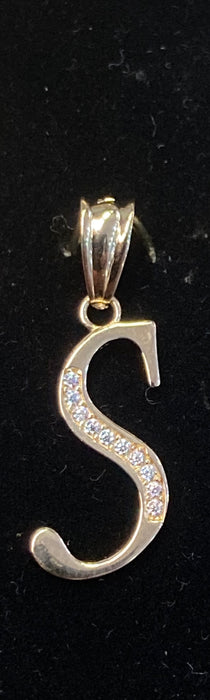 “S” Letter Pendant in 14K Gold