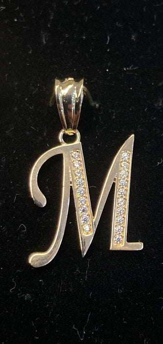 “M” Letter Pendant in 14k Gold