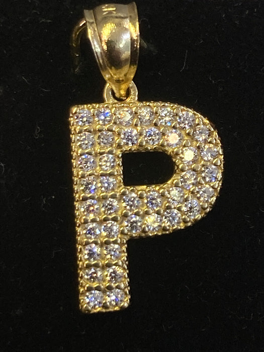 “P” Letter Pendant in 14k Gold