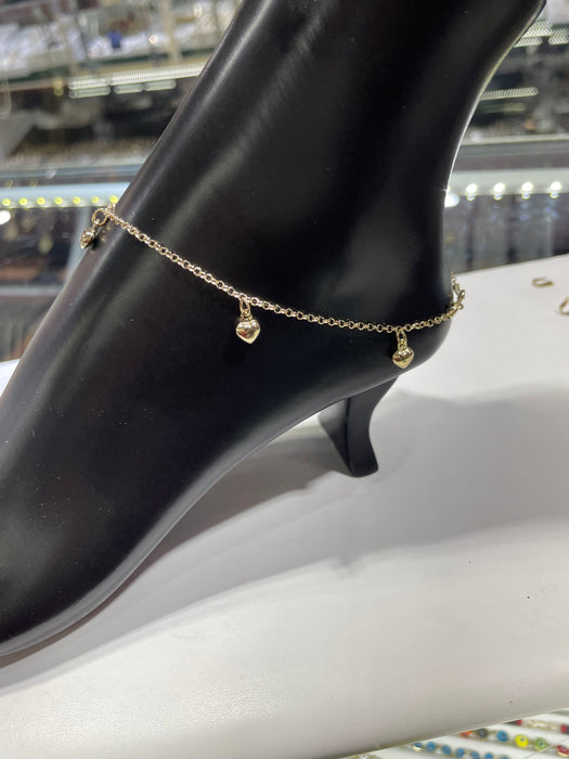 Golden Heart Anklet 14k Real Gold