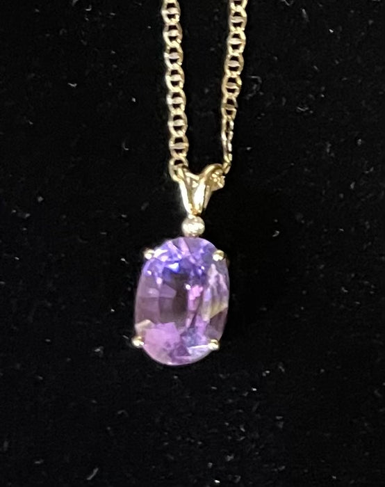 Purple Topaz 16” Cuban “Gucci Style” Chain and Pendant Combo (14k)