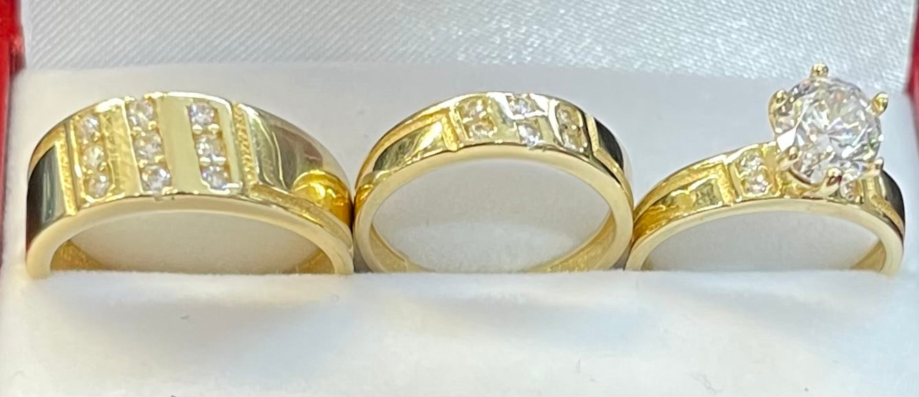 “Triumphant” Wedding Ring Set (REAL 14k Gold)