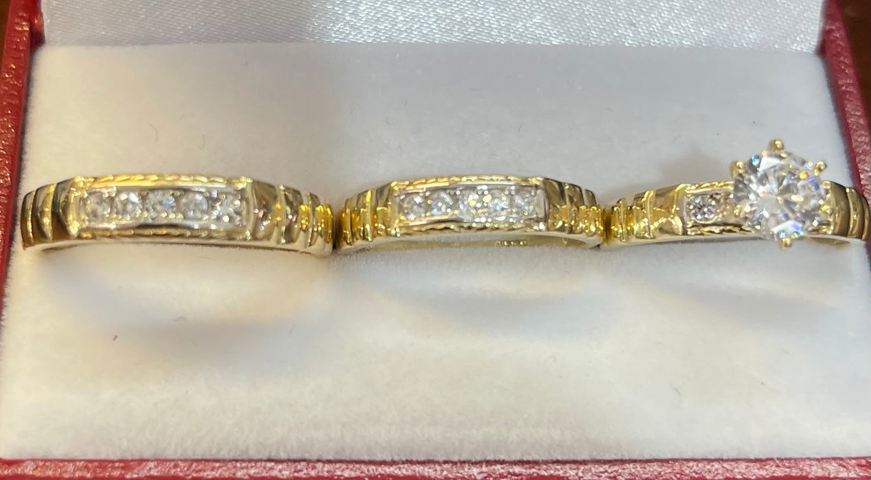 “The One” Wedding Ring Set (REAL 14k Gold)