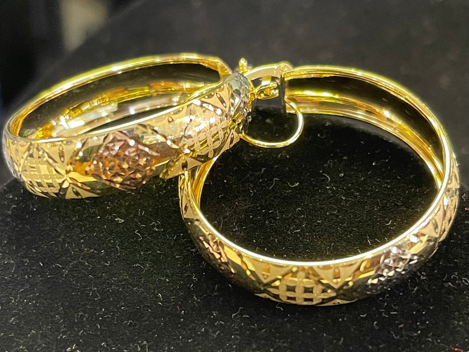 “Diamond Gold Roses” Hoop Earrings (3 Golds - Rose, Yellow, White - 14k All)