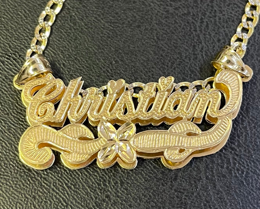 3D Double Plane Custom Name Plate (14k - Solid)