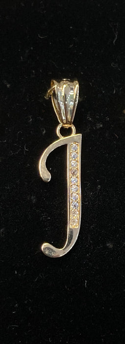 “J” Letter Pendant in 14k Gold