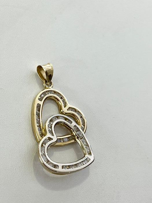 Hearts Yellow and White Gold 14k Real Gold