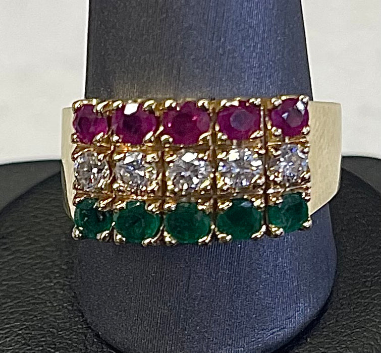 “La Conquistadora” 14k Real Gold w/ REAL Diamonds, Rubies, and Emeralds