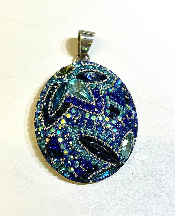 Blue Faberge Egg Style Pendant